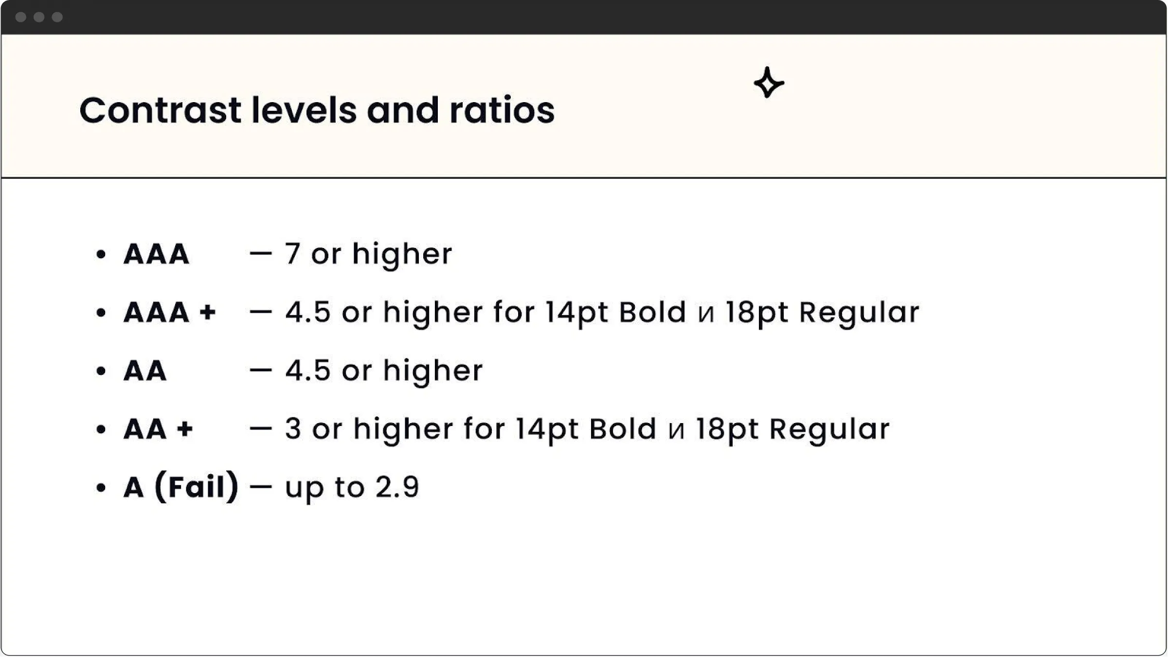 Contrast levels and ratios