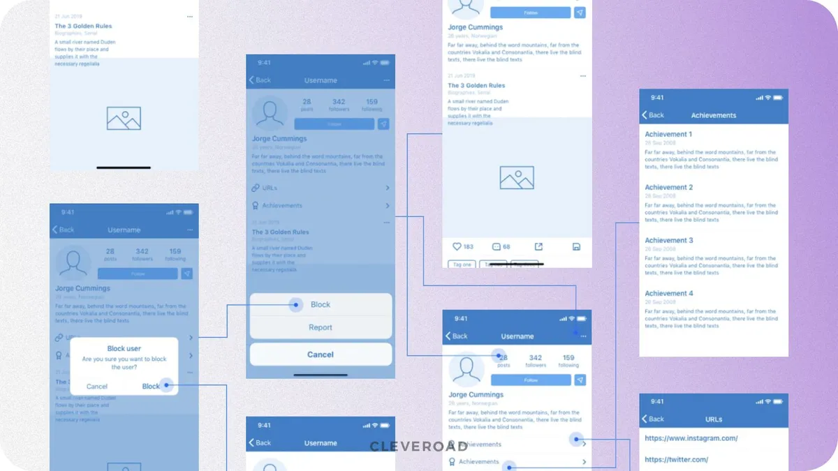 How app wireframes look like