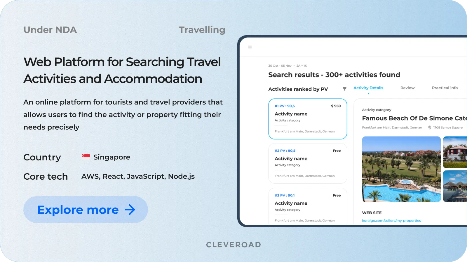 Web Platform for Searching Travel Activities and Accommodation